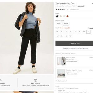 Everlane Straight Leg Crop Pant (Regular) Black 12